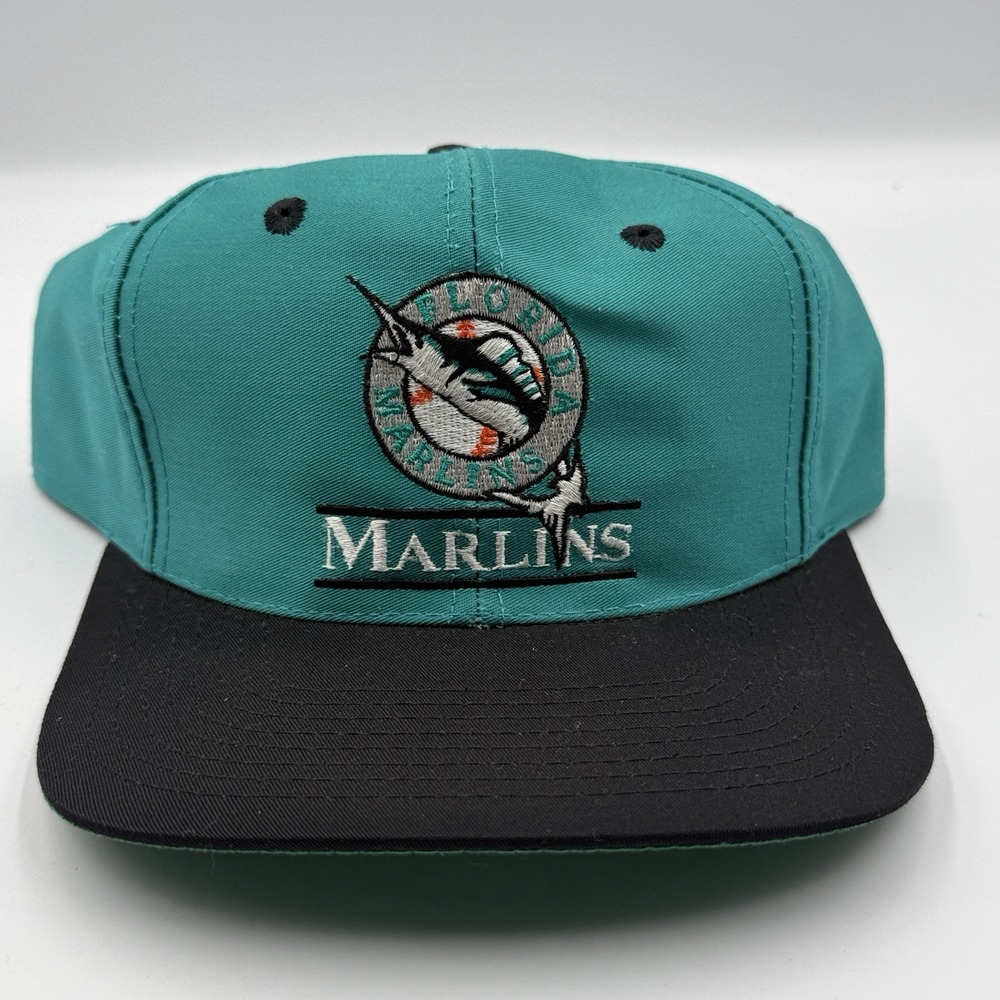Vintage Florida Marlins Snapback Hat Twins Cap Front Row NWOT Green Underbrim